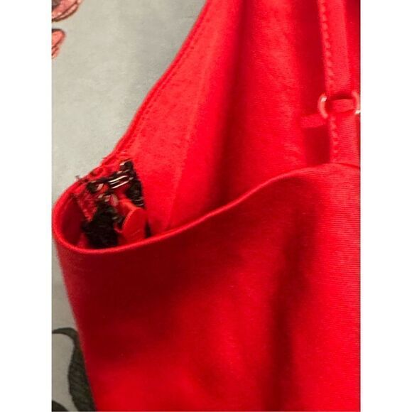 Express - Satin Color Block Tier Cowl Neck Midi Slip Dress - Small/ Red/Purple/B - Picture 5 of 16